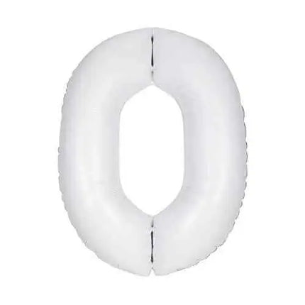 34" Number '0' Mylar Balloon - White Party Expo  