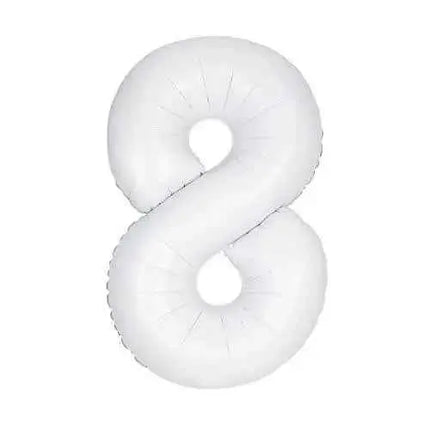 34" Number '8' Mylar Balloon - White Party Expo  