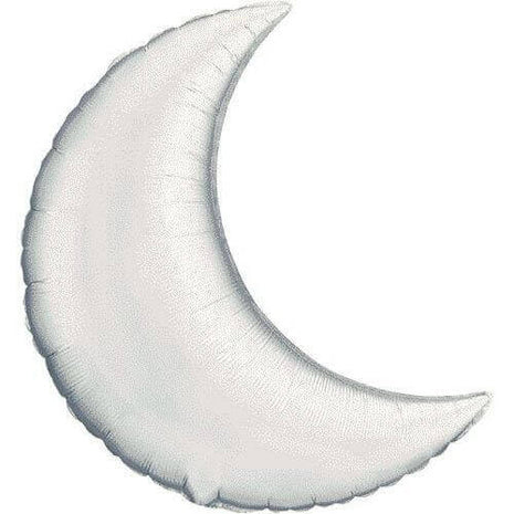 35" Crescent Moon Mylar Balloon - Silver (SS35) - SKU:17257 - UPC:071444365314 - Party Expo