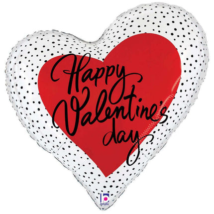 35" Valentine Dots Hearts Supershape Mylar Balloon - SKU:25158 - UPC:030625251587 - Party Expo