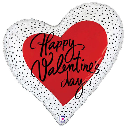 35" Valentine Dots Hearts Supershape Mylar Balloon - SKU:25158 - UPC:030625251587 - Party Expo