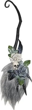 35.5" Hanging Broom w/Skull & Rose  Decor Party Expo  