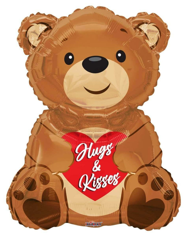 36" Hugs and Kisses Bear Mylar Balloon - SKU:16631-36SP - UPC:681070119795 - Party Expo