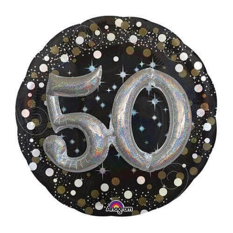 36" Sparkling 50th Birthday Mylar Balloon - SKU:32153 - UPC:026635321532 - Party Expo