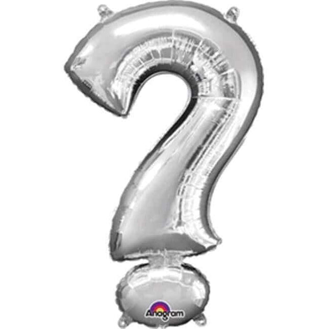 36" Symbol Question Mark Silver Mylar Balloon - SKU:78450 - UPC:026635330091 - Party Expo