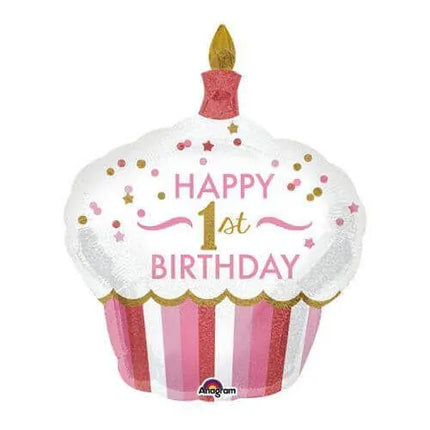 36" Happy 1st Birthday Cupcake Mylar Balloon #28 Party Expo  