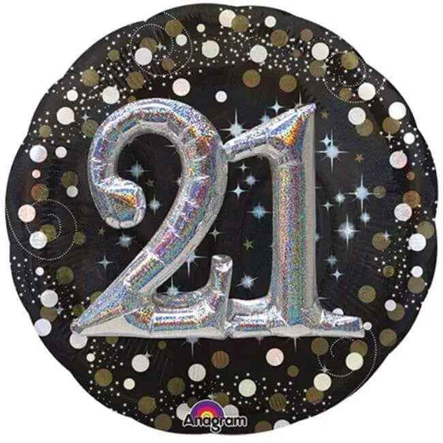 36" Sparkling 21st Birthday Holographic Mylar Balloon Party Expo  