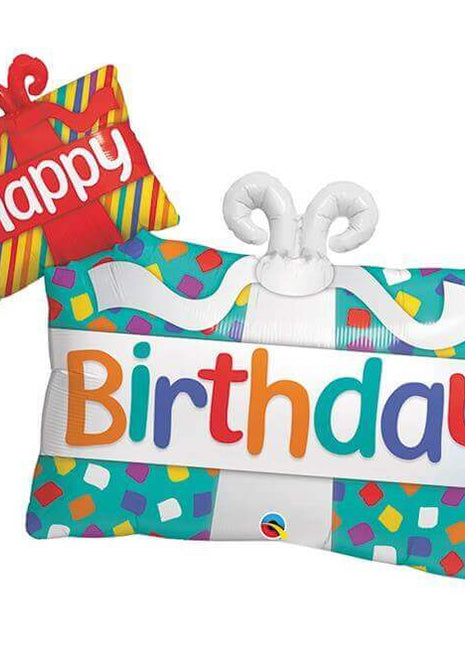 39" Happy Birthday Present Mylar Balloon #391 - SKU:85749 - UPC:071444493833 - Party Expo