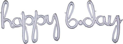 39" Happy Birthday Script Phrase Holographic Mylar Balloon - SKU:97458 - UPC:026635391757 - Party Expo