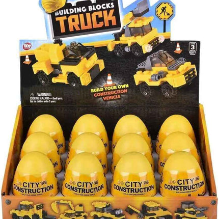 3" Construction Truck Building Block Eggs (1 each) Party Expo  