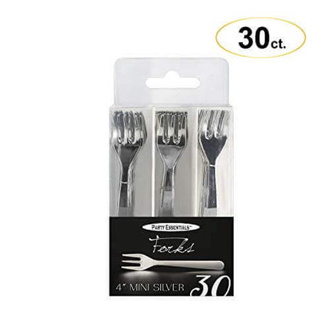 4" Mini Forks - Silver (30 Count) - SKU:N413051 - UPC:098382413518 - Party Expo