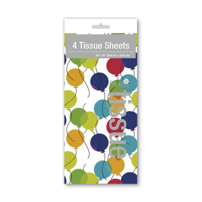 4 Tissue Sheets with Printed Balloon Decorations - SKU:IG91655 - UPC:018697164554 - Party Expo