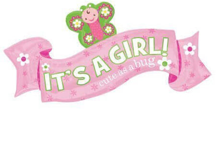 40" Giant Little One "It's a Girl" Banner Mylar Balloon - SKU:72893 - UPC:026635309035 - Party Expo