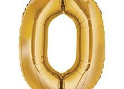 40" Number '0' Mylar Balloon - Gold - SKU:QX-317G0 - UPC:672713490708 - Party Expo