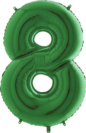 40" Number '8' Mylar Balloon - Green - SKU:96385 - UPC:030625008082 - Party Expo