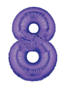 40" Number '8' Mylar Balloon - Purple - SKU:16103 - UPC:030625008785 - Party Expo