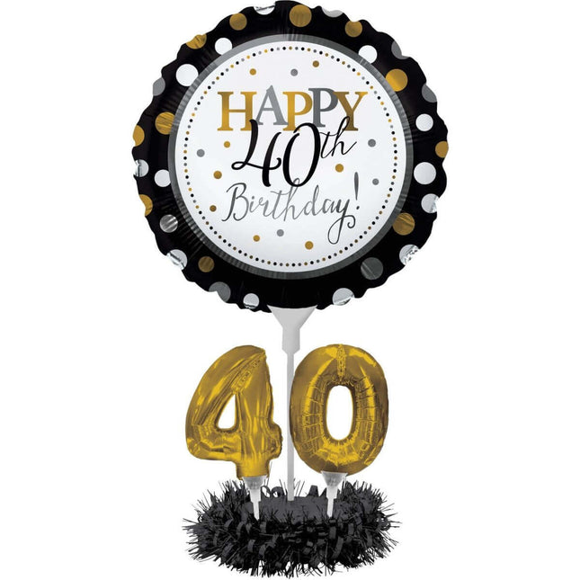 40th Birthday Mylar Balloon Centerpiece Kit - SKU:317306 - UPC:039938327231 - Party Expo