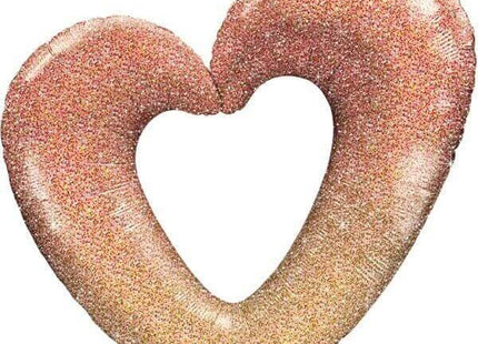 42" Glitter Ombré Heart Mylar Balloon - Rose Gold - SKU:210736 - UPC:071444210607 - Party Expo