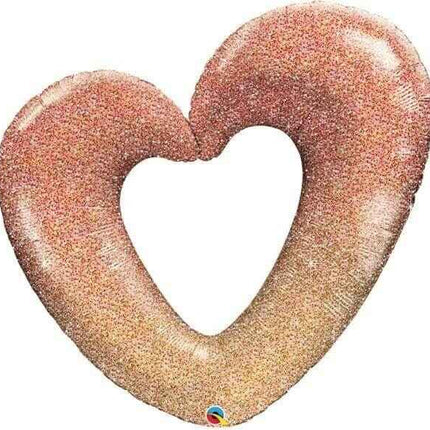 42" Glitter Ombré Heart Mylar Balloon - Rose Gold Party Expo  