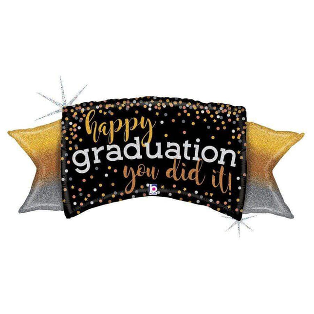 46" Ombre Graduation Holograpric Mylar Balloon - SKU:35944 - UPC:030625359443 - Party Expo