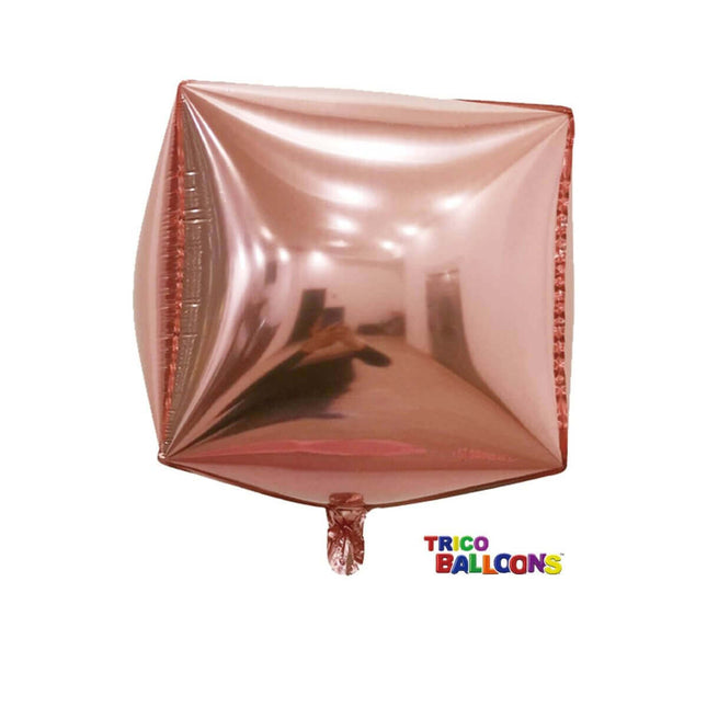4D Square Shape Mylar Balloon Rose Gold - SKU:BM9201RoseGold - UPC:810057956102 - Party Expo