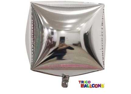 4D Square Shape Mylar Balloon - Silver - SKU:BM9201Silver - UPC:810057956072 - Party Expo