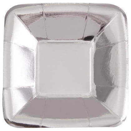 5" Square Paper Appetizer Plates - Silver - SKU:51674 - UPC:011179516742 - Party Expo