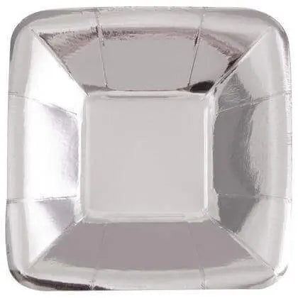 5" Square Paper Appetizer Plates - Silver Party Expo  