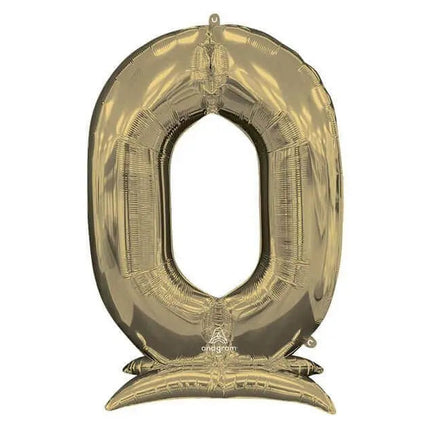 50" Stand-Up (Numberz 0) Mylar Balloons - Gold (AirFilled Only) Party Expo  