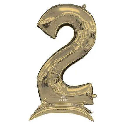50" Stand-Up (Numberz) 2 Mylar Balloons - White Gold (Air-Filled Only) Party Expo  