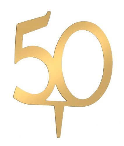 50th Anniversary Gold Cake Topper - SKU:VL350NUM - UPC:652695847684 - Party Expo
