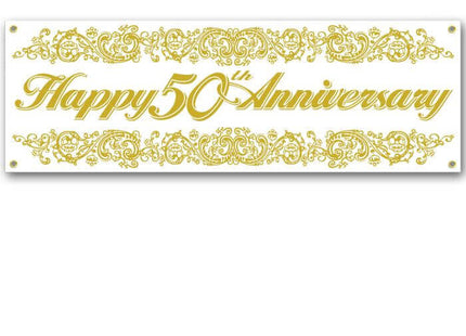 50th Anniversary Sign Banner - SKU:50137 - UPC:034689501374 - Party Expo