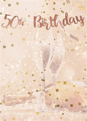 50th Birthday Rose Gold Letter Banner - SKU:AL-BUNT-50 - UPC:760497010530 - Party Expo