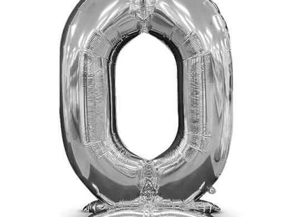 52" Stand-up (Numberz 0) Mylar Balloons - Silver (Air-Filled Only) - SKU:113793 - UPC:026635453806 - Party Expo