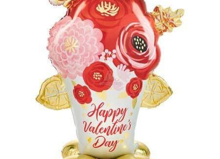 53" Happy Valentines Day Painted Flowers Airloonz - SKU: - UPC:026635437325 - Party Expo