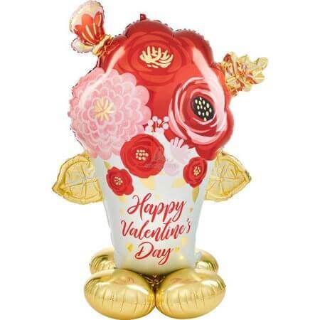 53" Happy Valentines Day Painted Flowers Airloonz - SKU: - UPC:026635437325 - Party Expo