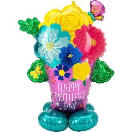 53" Mother's Day Pretty Flowerpot Airloonz Mylar Balloon - SKU: - UPC:026635428217 - Party Expo