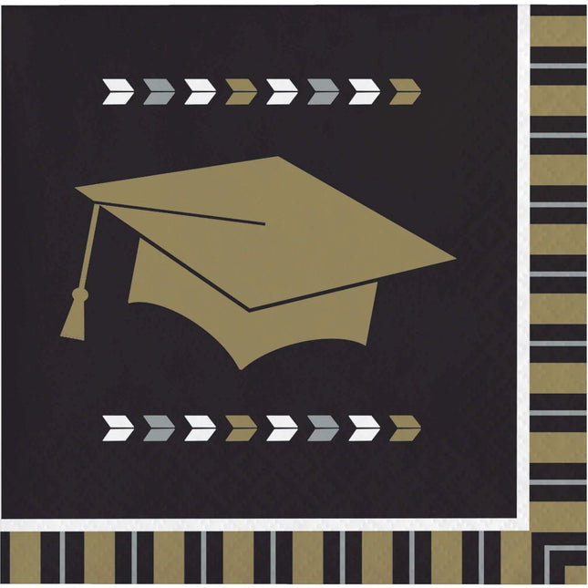 5" Glitzy Graduation Beverage Napkins - Black & Brown Party Expo  