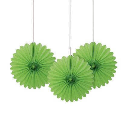 6" Decorative Fans - Green - SKU:63258 - UPC:011179632589 - Party Expo