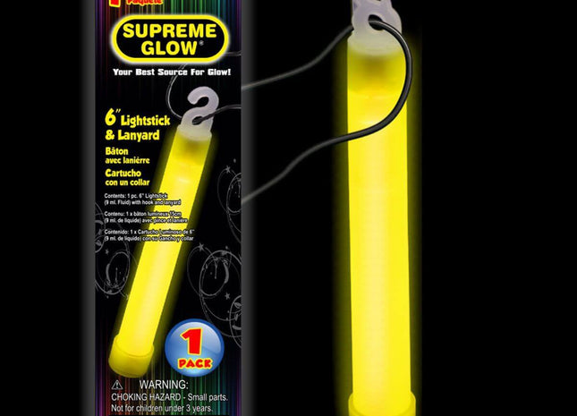 6" Glow Stick - Yellow - SKU:GLS703EA - UPC:716148397031 - Party Expo