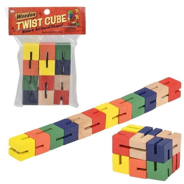 6" Wooden Twist Cube - SKU:GA-TWCU6 - UPC:097138921857 - Party Expo