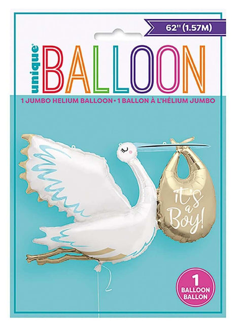 62" Gender Reveal Stork It's a Boy Mylar Balloon - SKU:56765 - UPC:011179567652 - Party Expo