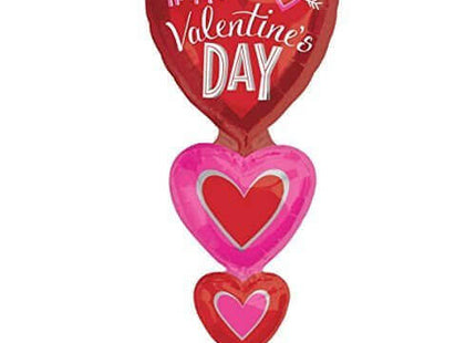 62" Happy Valentine's Day Vertical Mylar Balloons - SKU:82868 - UPC:026635341974 - Party Expo