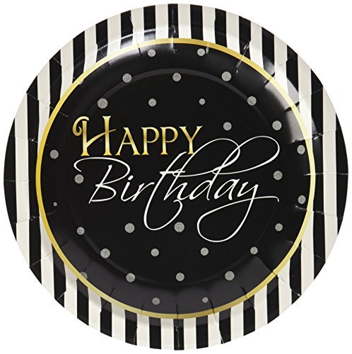 7" Elegant Happy Birthday Plates - SKU:F78719 - UPC:721773787195 - Party Expo