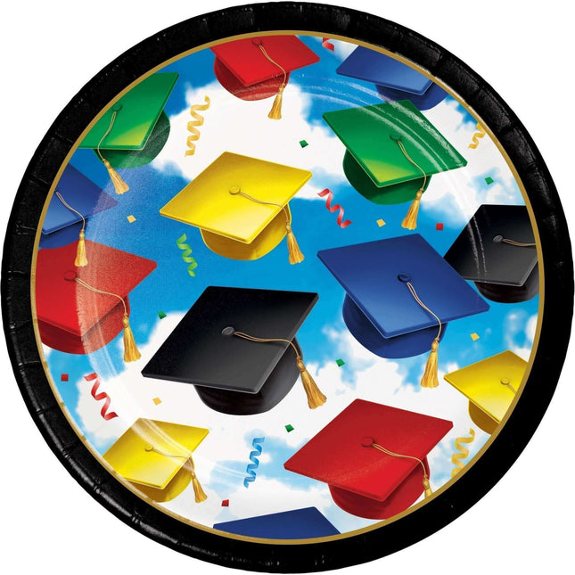 7" Graduation Celebration Plates - Multicolor - SKU:327338 - UPC:039938449032 - Party Expo