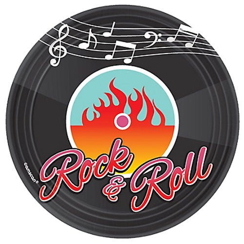 7" I Love Rock and Roll Classic 50's Paper Plates (8ct) - SKU:541276 - UPC:013051433031 - Party Expo