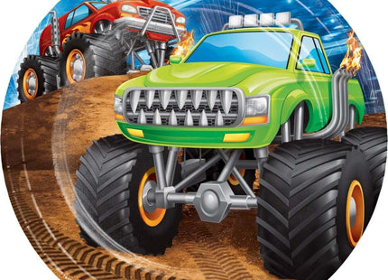 7" Monster Truck Rally Dessert Plates (8ct) - SKU:339803 - UPC:039938618049 - Party Expo