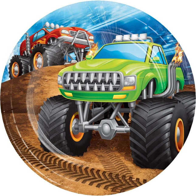 7" Monster Truck Rally Dessert Plates (8ct) - SKU:339803 - UPC:039938618049 - Party Expo