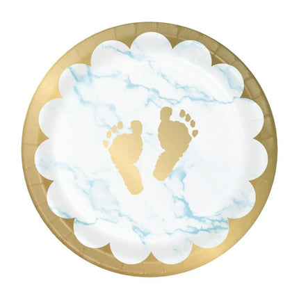 Oh Baby - 7" Blue Marble Dessert Plates (8ct) Party Expo  