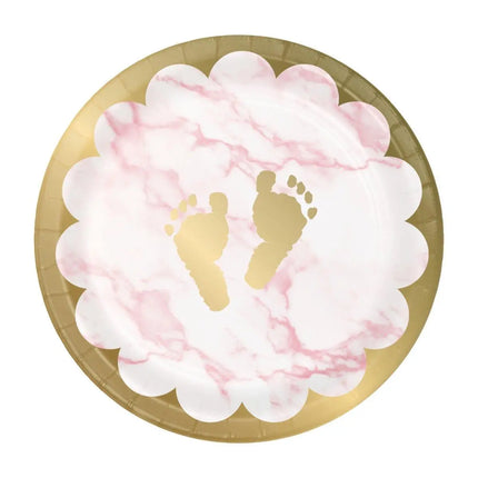 Oh Baby - 7" Pink Marble Dessert Plates (8ct) Party Expo  